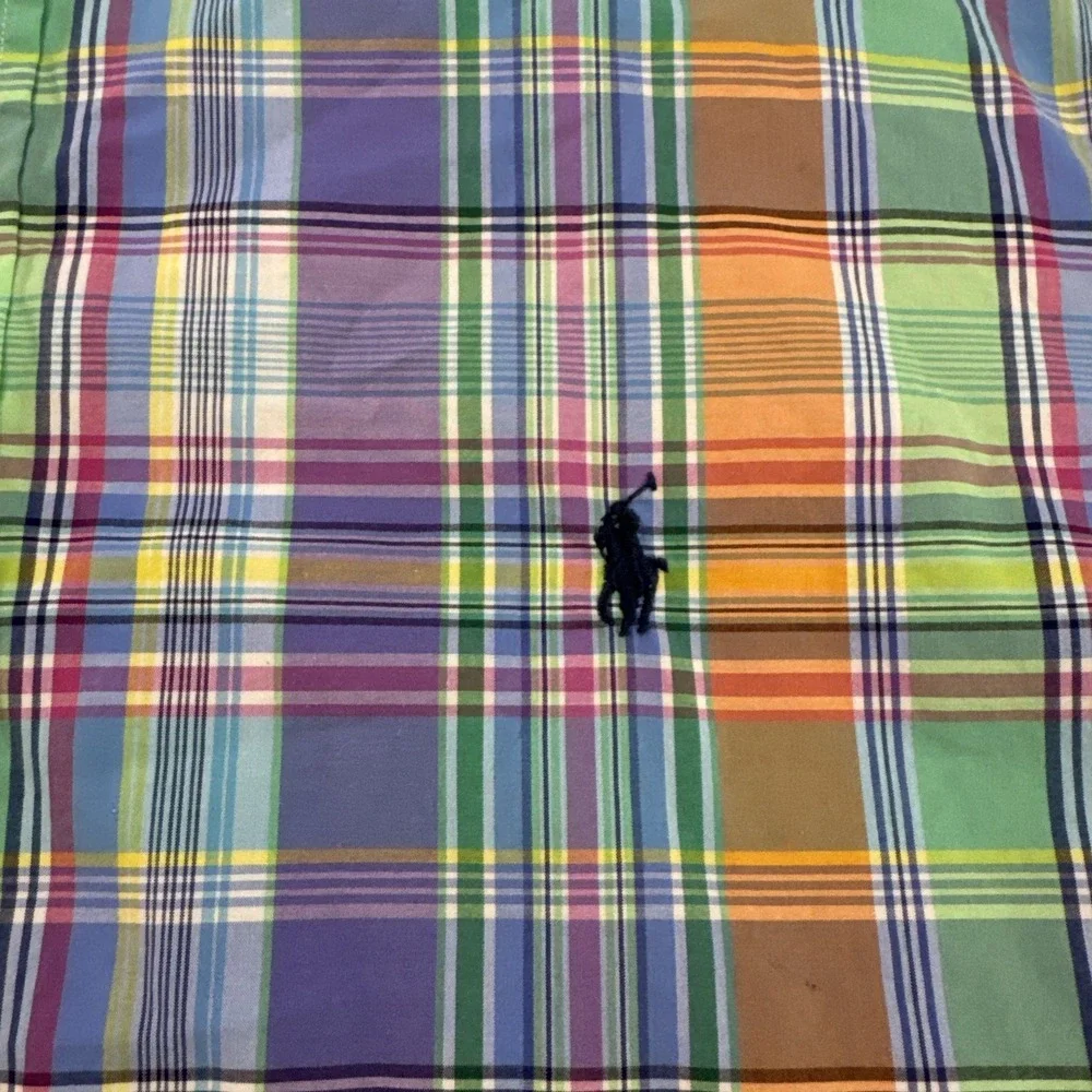 Polo Ralph Lauren Button Shirt Mens Sz XL Multicolor Madras Plaid Stretch Cotton